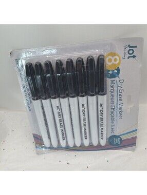 Jot Dry Erase Markers Black Chisel Tip 8 pk Brand New Dry Erase Markers
